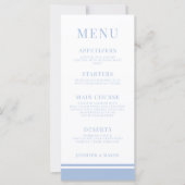 Cartes de menu mariage à fleurs en porcelaine bleu (Devant)