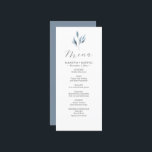 Cartes de menu mariage Aquarelle Botanique Feuille<br><div class="desc">Ces cartes de menu mariage sont décorées de feuilles botaniques d'aquarelle dans des tons bleu poussiéreux. Utilisez les champs modèle pour do-it-yourself vos repas personnalisés. Commandez des cartes d'échantillons ou imprimez des commandes plus grandes. Un choix élégant pour les mariages à thème rustique et jardin. Pour voir d'autres créations comme...</div>