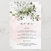 Cartes de menu Mariage bleu Dusty Gold Blush (Devant / Derrière)