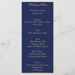 Cartes de menu Mariage bleu marine