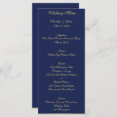 Cartes de menu Mariage bleu marine (Devant / Derrière)