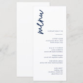 Cartes de menu Mariage bleu marine simple (Devant / Derrière)