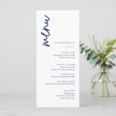 Cartes de menu Mariage bleu marine simple (Debout devant)