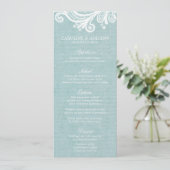 Cartes de menu Mariage Burlap et Lace (Debout devant)