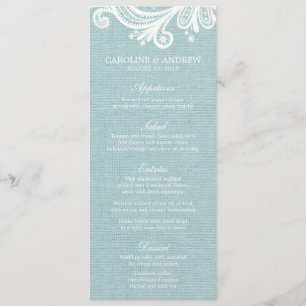 Cartes de menu Mariage Burlap et Lace