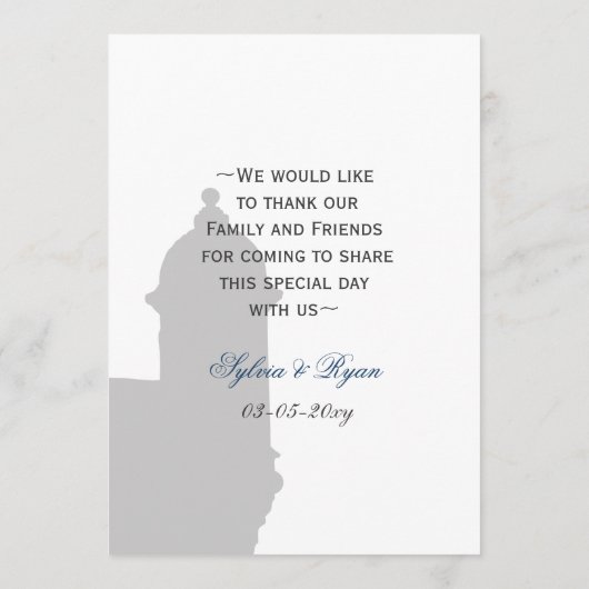 Cartes de menu mariage Castillo de San Cristobal (Dos)