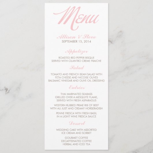 Cartes de menu Mariage Chic Zigzags (Devant)