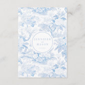 Cartes de menu mariage chinoiserie bleu (Dos)