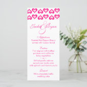 Cartes de menu mariage Coeurs mignons Rose (Debout devant)