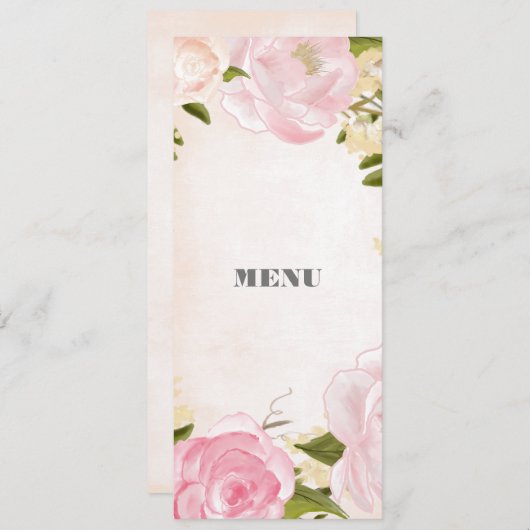 Cartes de menu Mariage couleur Aquarelle (Devant / Derrière)