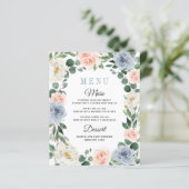 Cartes de menu Mariage couleur bleu rose pâle (Debout devant)