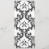 Cartes de menu Mariage Damask Monogramme rose blan (Dos)