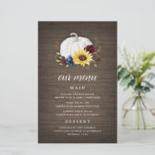 Cartes de menu Mariage de automne Citrouille blanc (Debout devant)