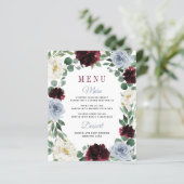 Cartes de menu Mariage de automne Dusty Blue Boho (Debout devant)