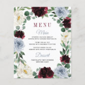 Cartes de menu Mariage de automne Dusty Blue Boho (Devant)