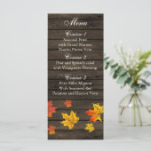 Cartes de menu Mariage de automne rustique Barnwoo (Debout devant)