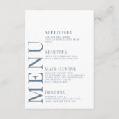 Cartes de menu Mariage de fleurs bleu botanique (Devant)