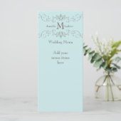 Cartes de menu Mariage de Monogrammes Bleus (Debout devant)