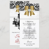 Cartes de menu Mariage de Noël Lustre Black Gold (Devant / Derrière)