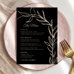 Cartes de menu Mariage de script noir moderne