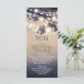 Cartes de menu mariage des lumières à cordes rusti (Debout devant)