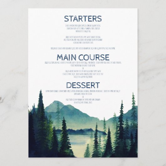 Cartes de menu Mariage du camping (Devant)