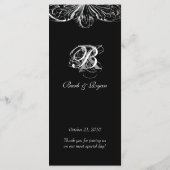 Cartes de menu mariage Élégant Monogramme noir bla (Dos)