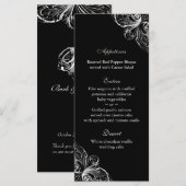 Cartes de menu mariage Élégant Monogramme noir bla (Devant / Derrière)