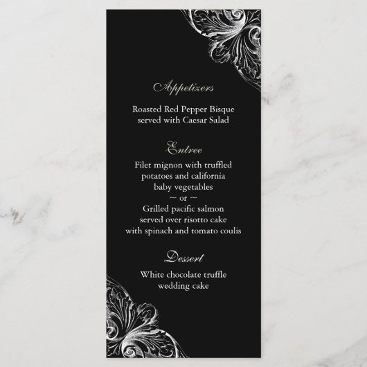 Cartes de menu mariage Élégant Monogramme noir bla (Devant)
