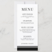 Cartes de menu mariage en porcelaine noire blanche (Devant)