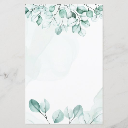 Cartes de menu Mariage Eucalyptus Vert (Dos)