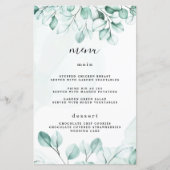 Cartes de menu Mariage Eucalyptus Vert (Devant)