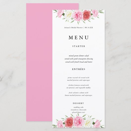 Cartes de menu Mariage Floral Eucalyptus (Devant / Derrière)