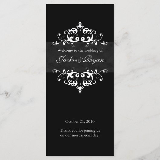 Cartes de menu mariage Formal Black Embellising (Dos)