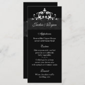 Cartes de menu mariage Formal Black Embellising (Devant / Derrière)