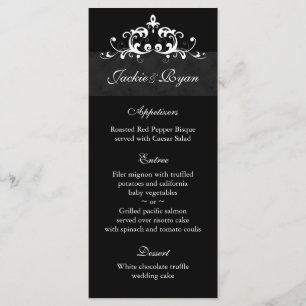 Cartes de menu mariage Formal Black Embellising