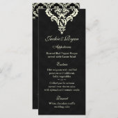 Cartes de menu mariage Formel Black Cream Suede (Devant / Derrière)