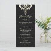 Cartes de menu mariage Formel Black Cream Suede (Debout devant)