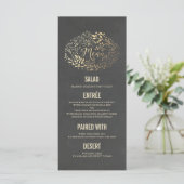 Cartes de menu mariage Gold Florals (Debout devant)