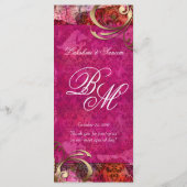 Cartes de menu Mariage indien Pink Gold Damask (Dos)