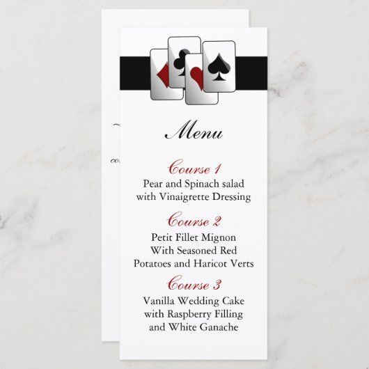 Cartes de menu mariage Las vegas (Devant / Derrière)