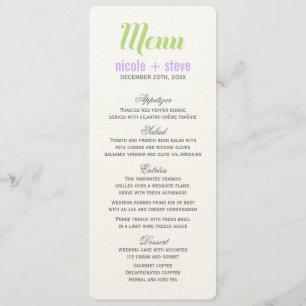 Cartes de menu Mariage Lavender