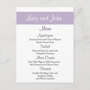 Cartes de menu Mariage Lavender