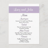 Cartes de menu Mariage Lavender (Devant)