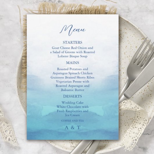 Cartes de menu Mariage mer