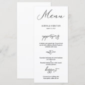 Cartes de menu Mariage minimes élégantes (Devant / Derrière)