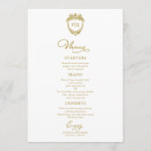 Cartes de menu Mariage Monogramme Gold Script (Devant)