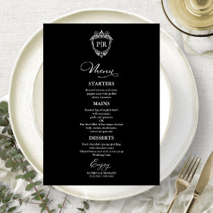 Cartes De Menu Mariage Monogramme Noir Et Blanc