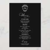 Cartes De Menu Mariage Monogramme Noir Et Blanc (Devant)