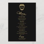 Cartes De Menu Mariage Monogramme Noir Et Or (Devant)